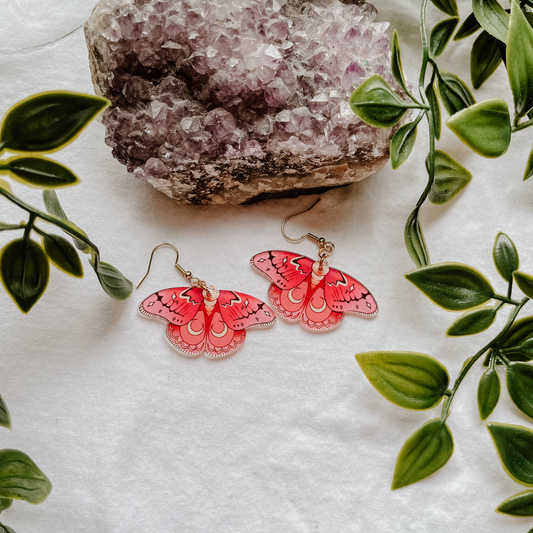 Pink Moth Earrings