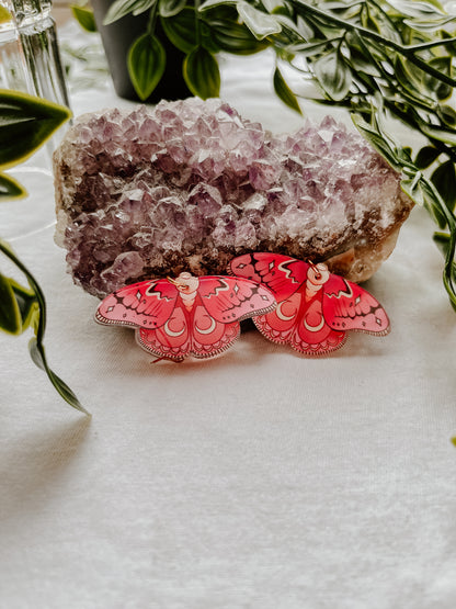 Pink Moth Earrings