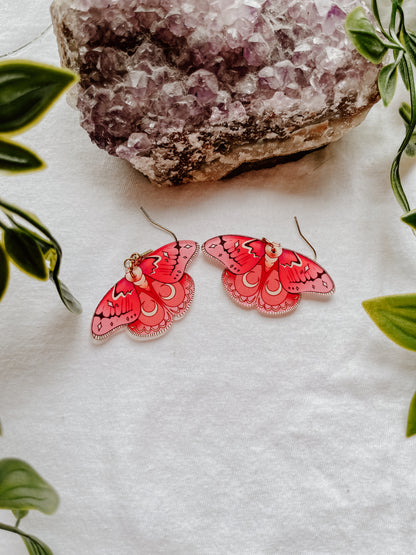 Pink Moth Earrings