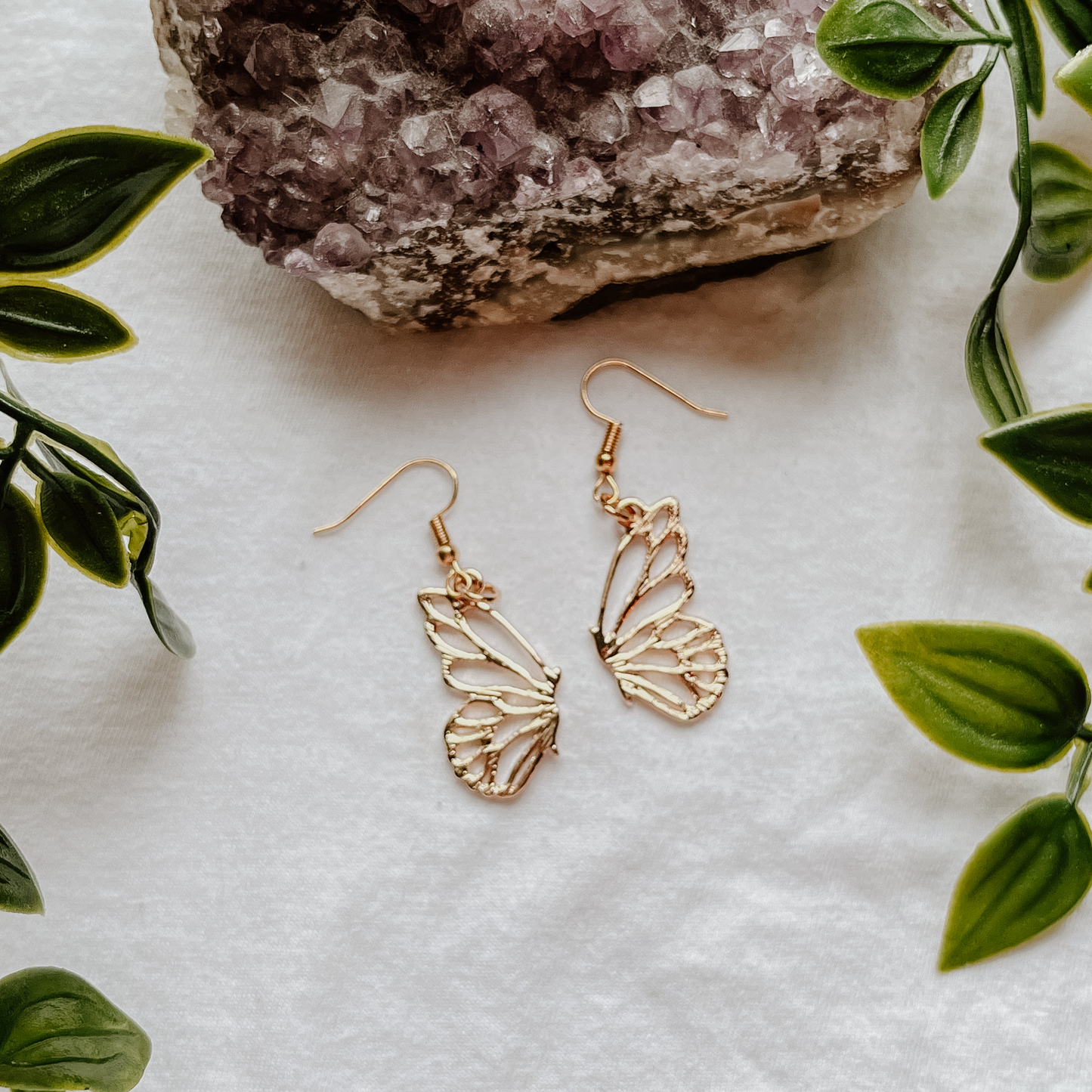 Gold Butterfly Wing Earrings