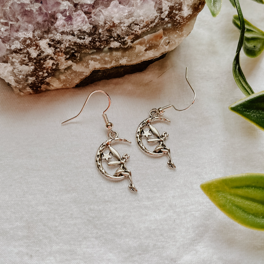 Silver Moon Fairy Earrings