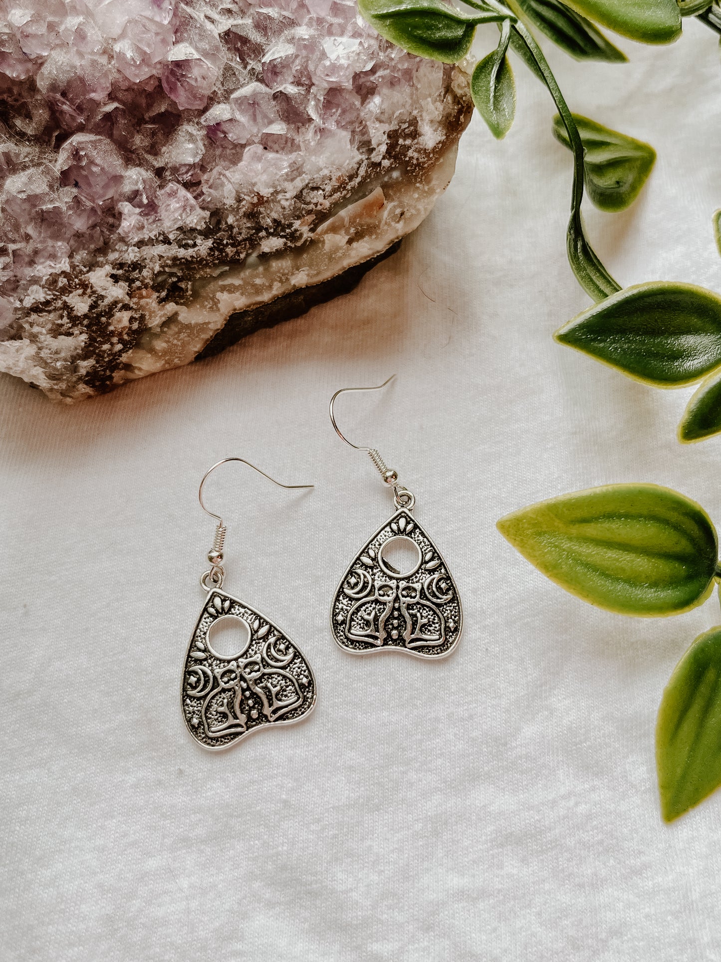 Silver Cat Planchette Earrings