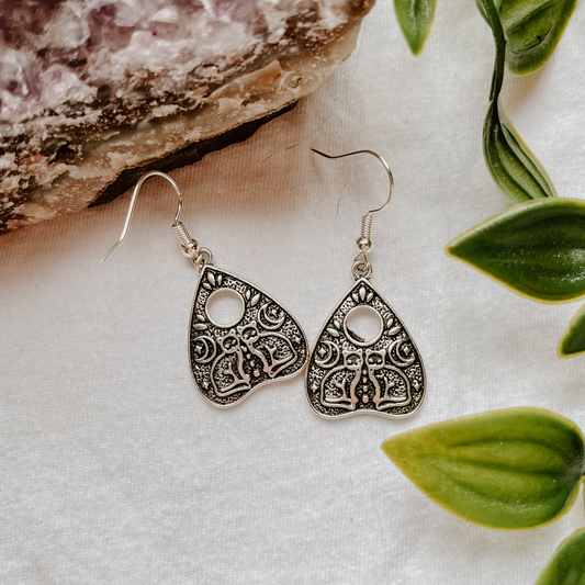 Silver Cat Planchette Earrings