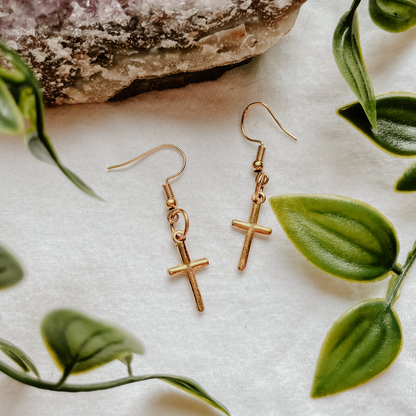 Gold Cross Earrings