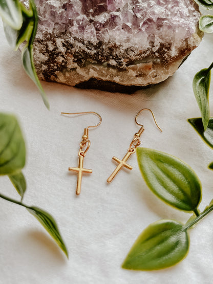 Gold Cross Earrings