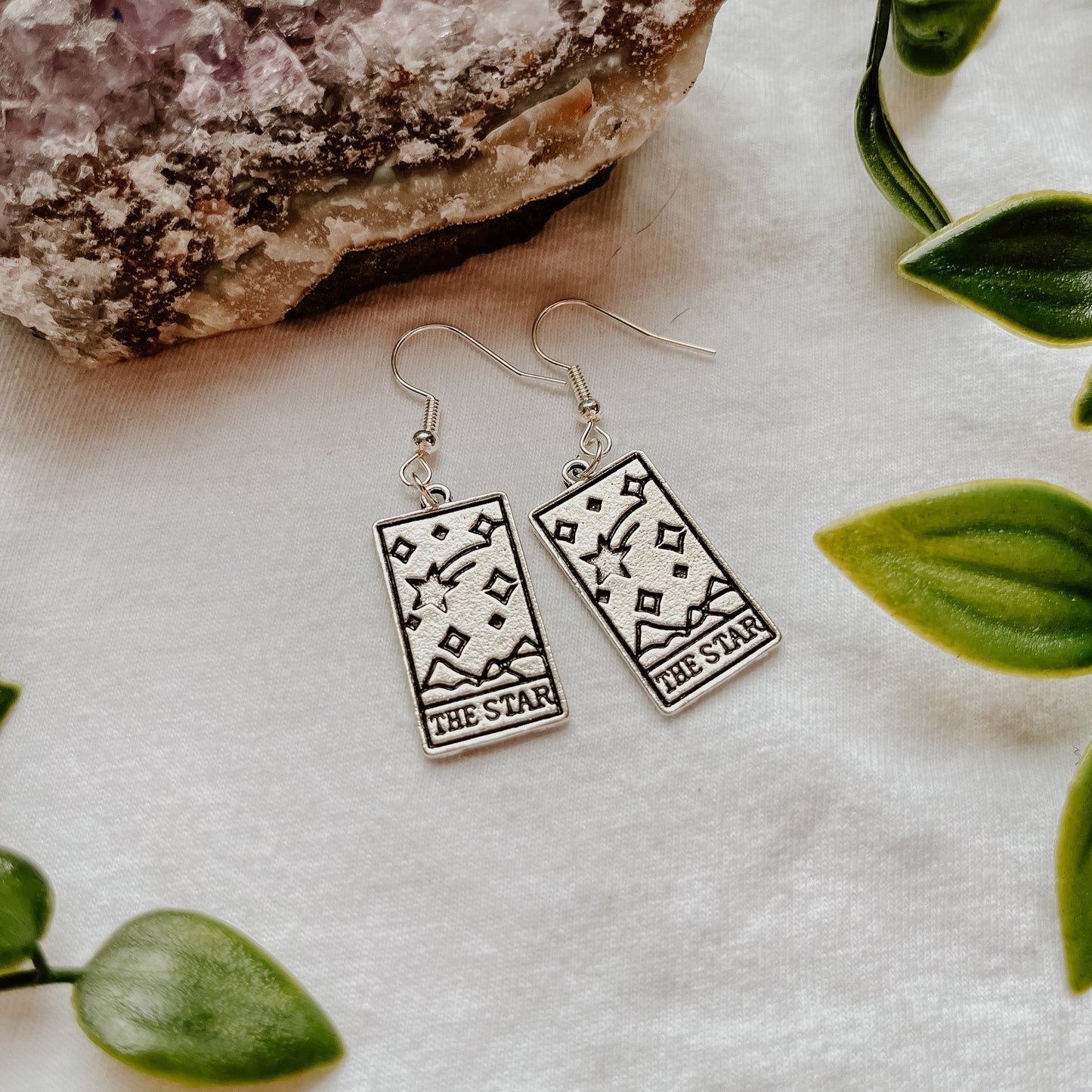 Silver Tarot Card Earrings