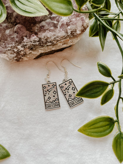 Silver Tarot Card Earrings