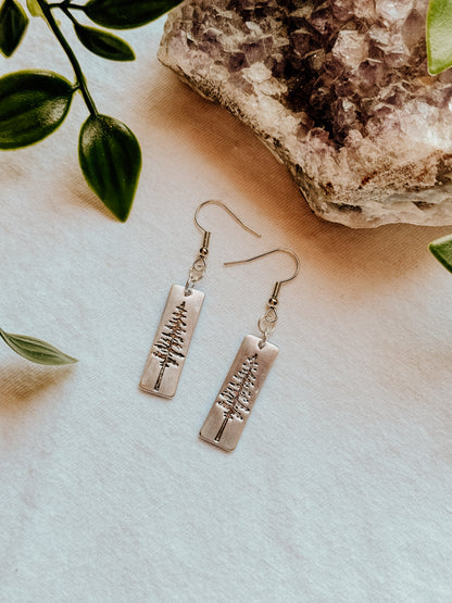 Silver Tree Silhouette Earrings