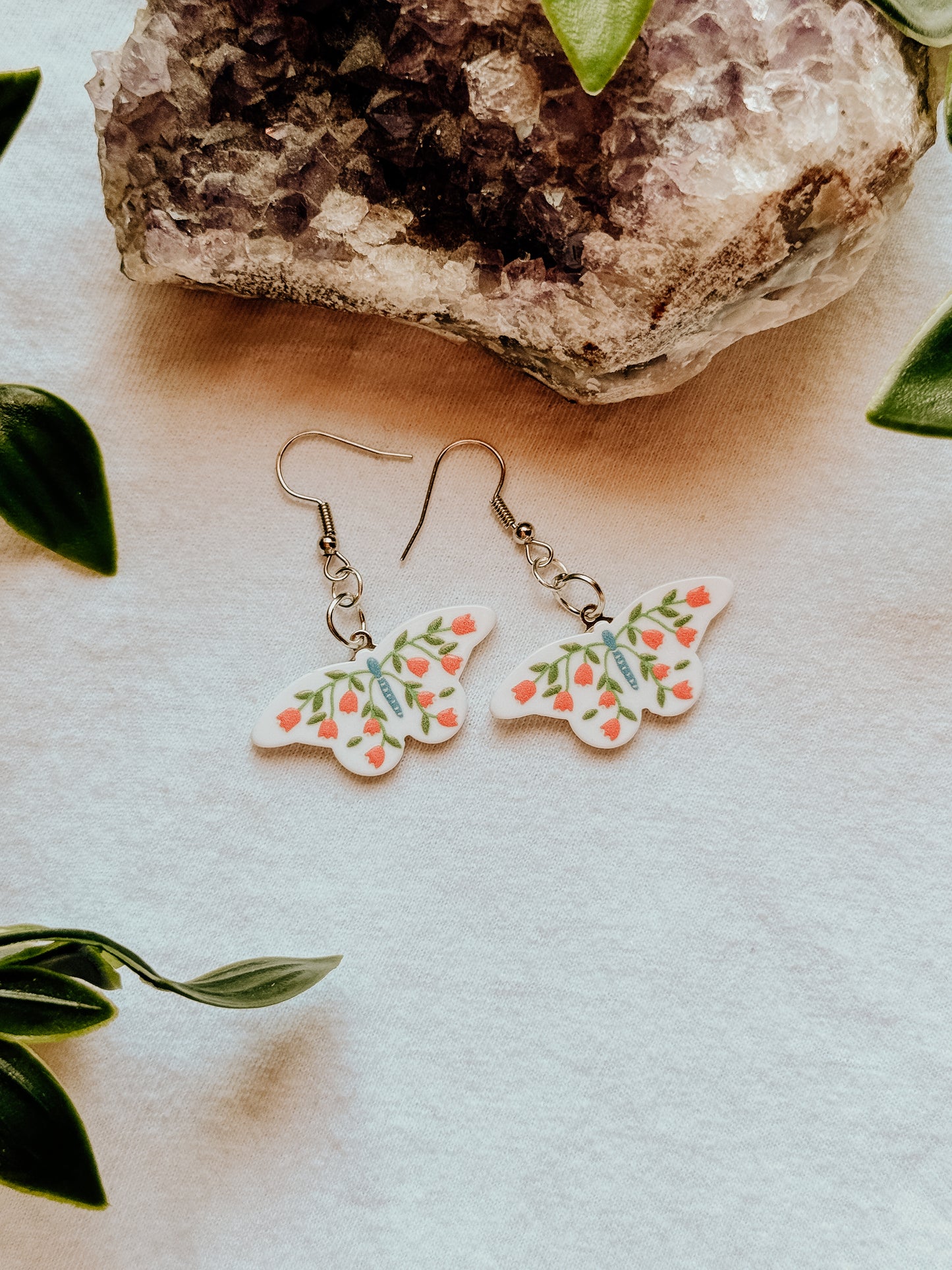 White Butterfly Earrings