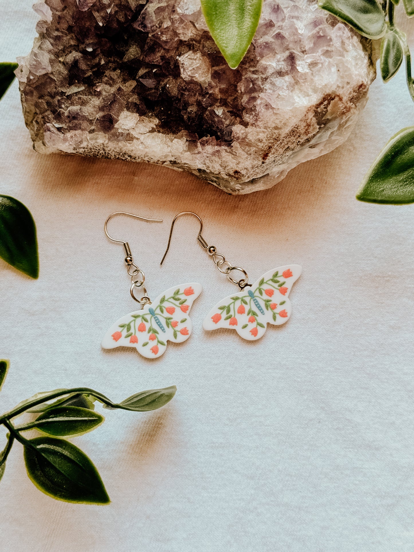 White Butterfly Earrings