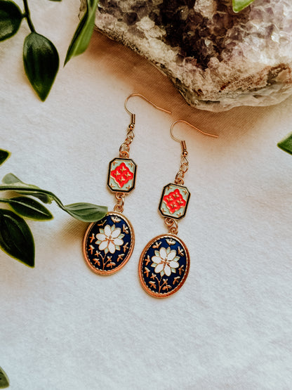 Vintage Flower Drop Earrings