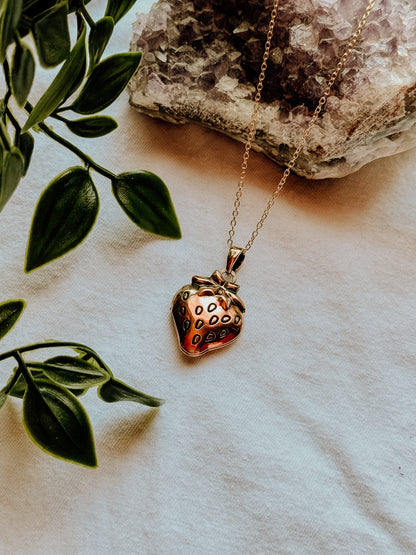 Gold Strawberry Locket